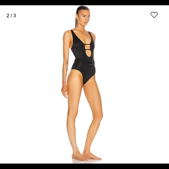 Solid & Striped Beatrice One Piece Braided Belt Black Swimsuit $188 - Picture 3 of 12